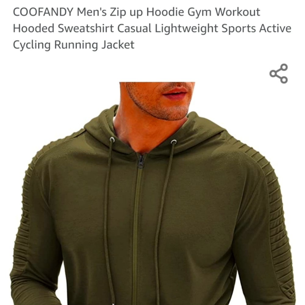 New Coofandy Men's Hooded Jacket Sz M